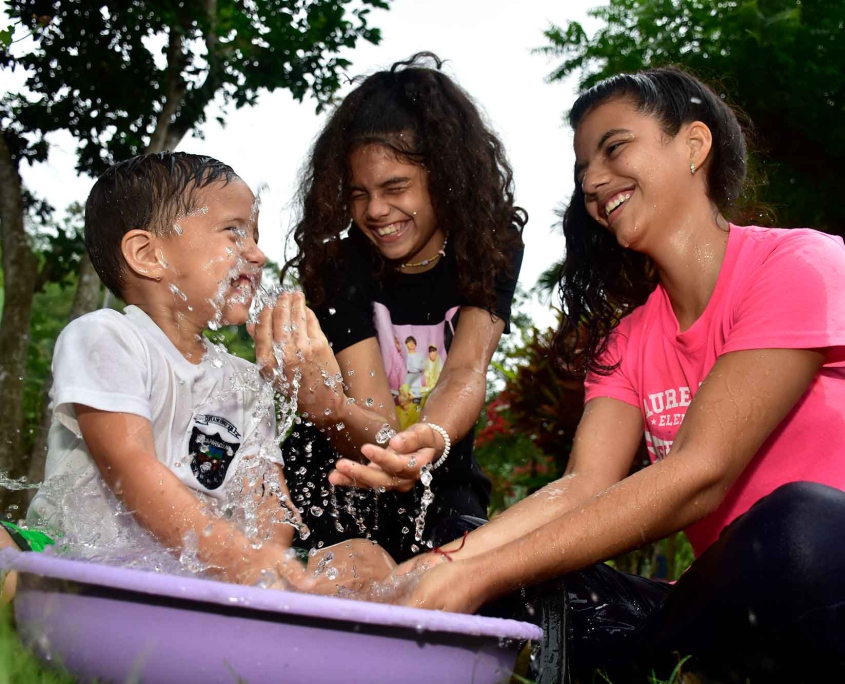 Children playing with water